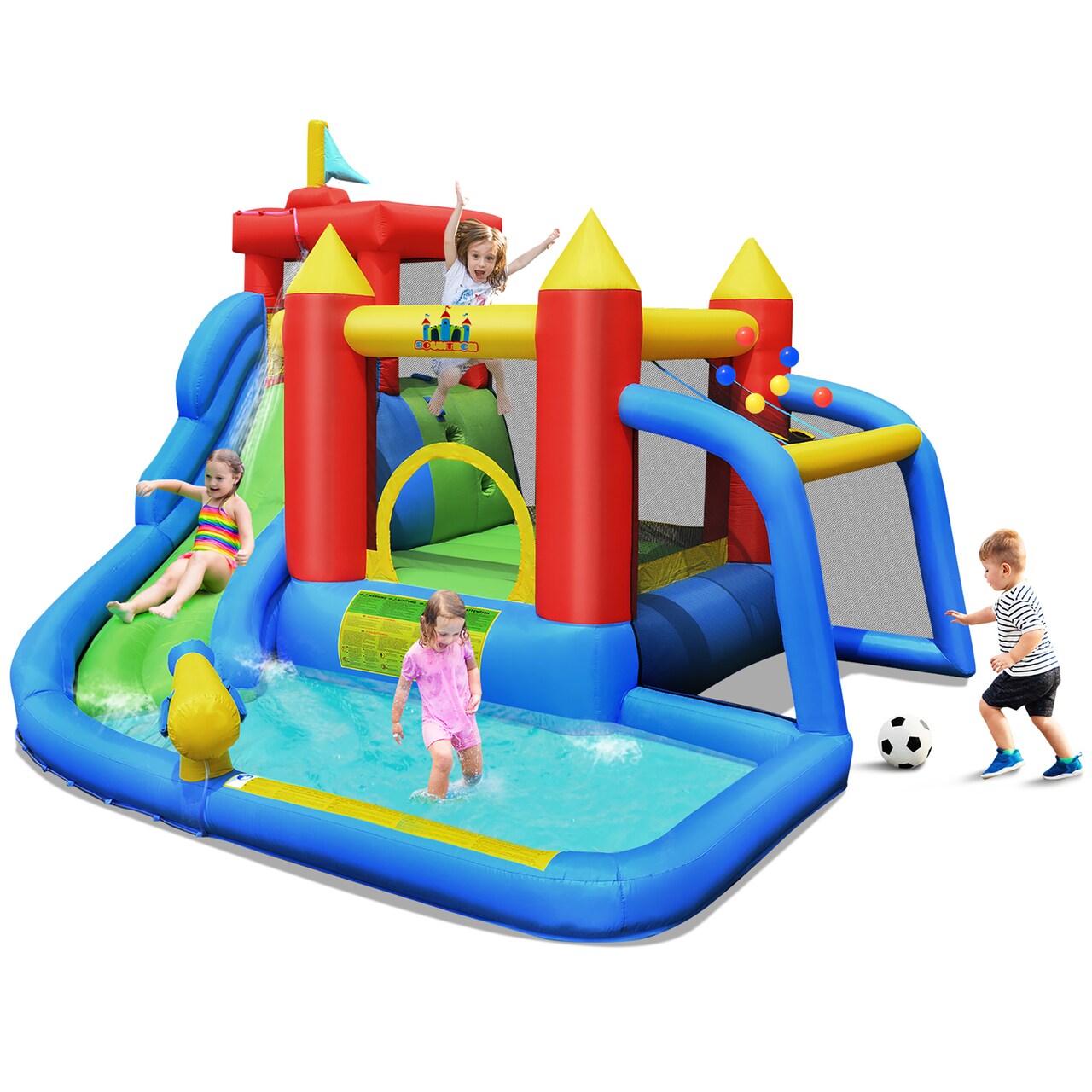 Costway Inflatable Bouncer Water Slide Bounce House Splash Pool